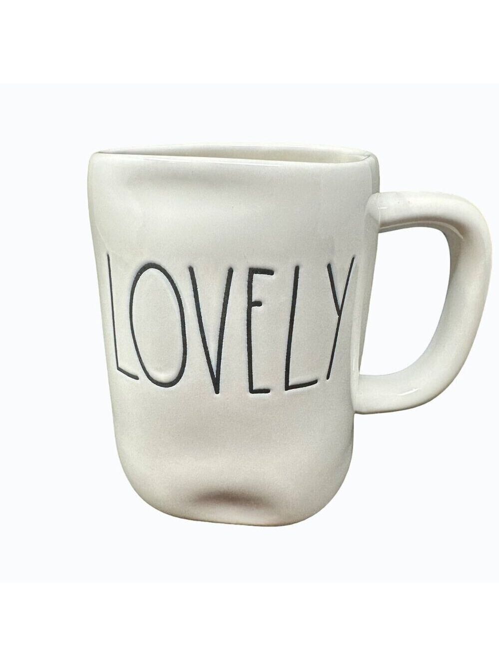 Rae Dunn LOVELY Mug Large Coffee Cup Ceramic Magenta LL Farmhouse Gift White 1